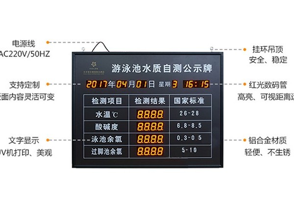 游泳池水質(zhì)實時檢測屏
